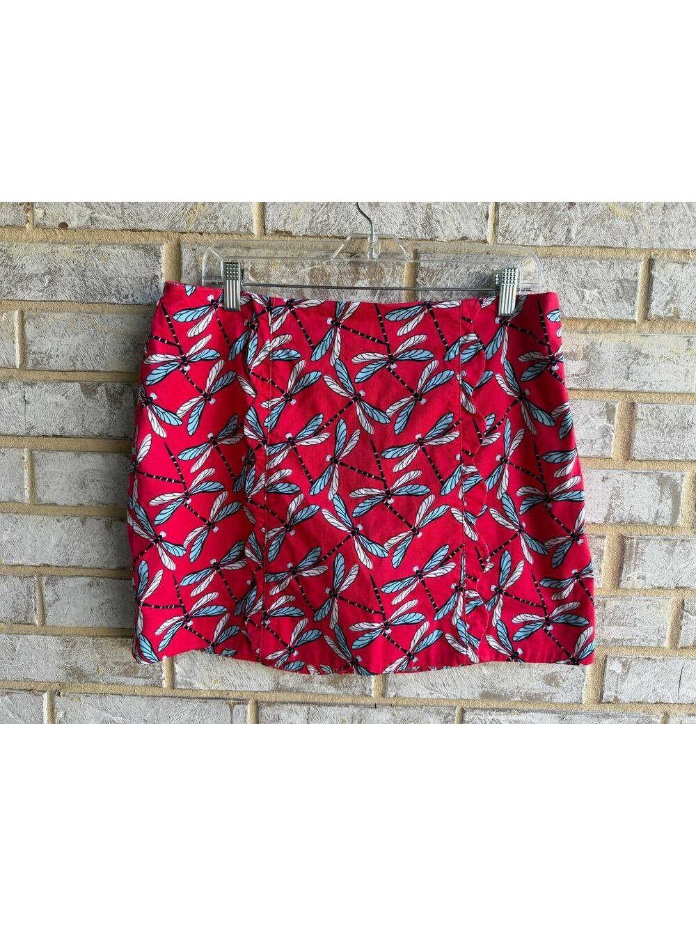Crown & Ivy Dragonfly Print Cotton Blend Skort Scalloped Detail Women's Size 10